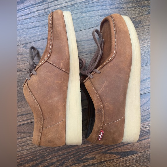 Clarks Padmora Loafer Lace Up Leather in Brown Leather Platform Loafers 6.5M - Picture 4 of 10